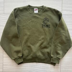Vintage Soffee USMC Crewneck Sweatshirt Green Crewneck 90's Men's Large